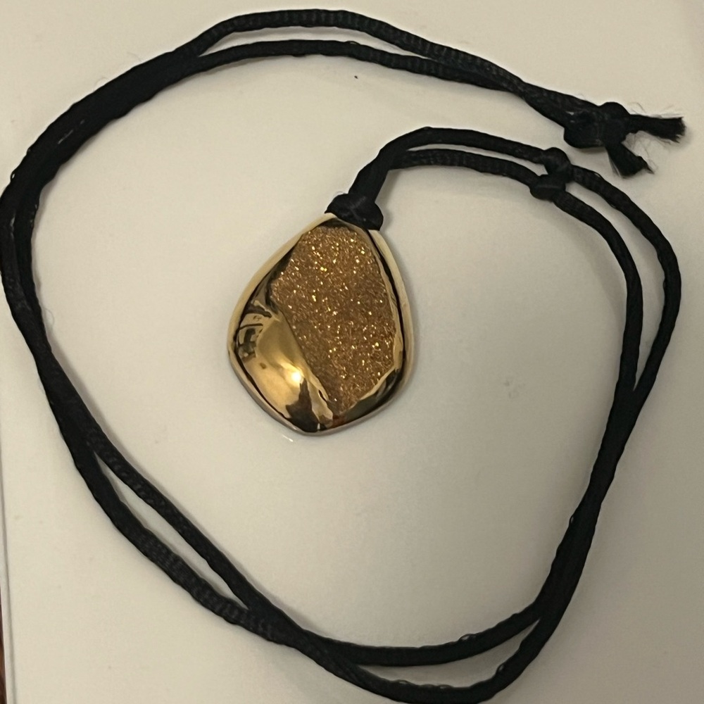 Gold-plated Druzy - reversible pendant choker necklace